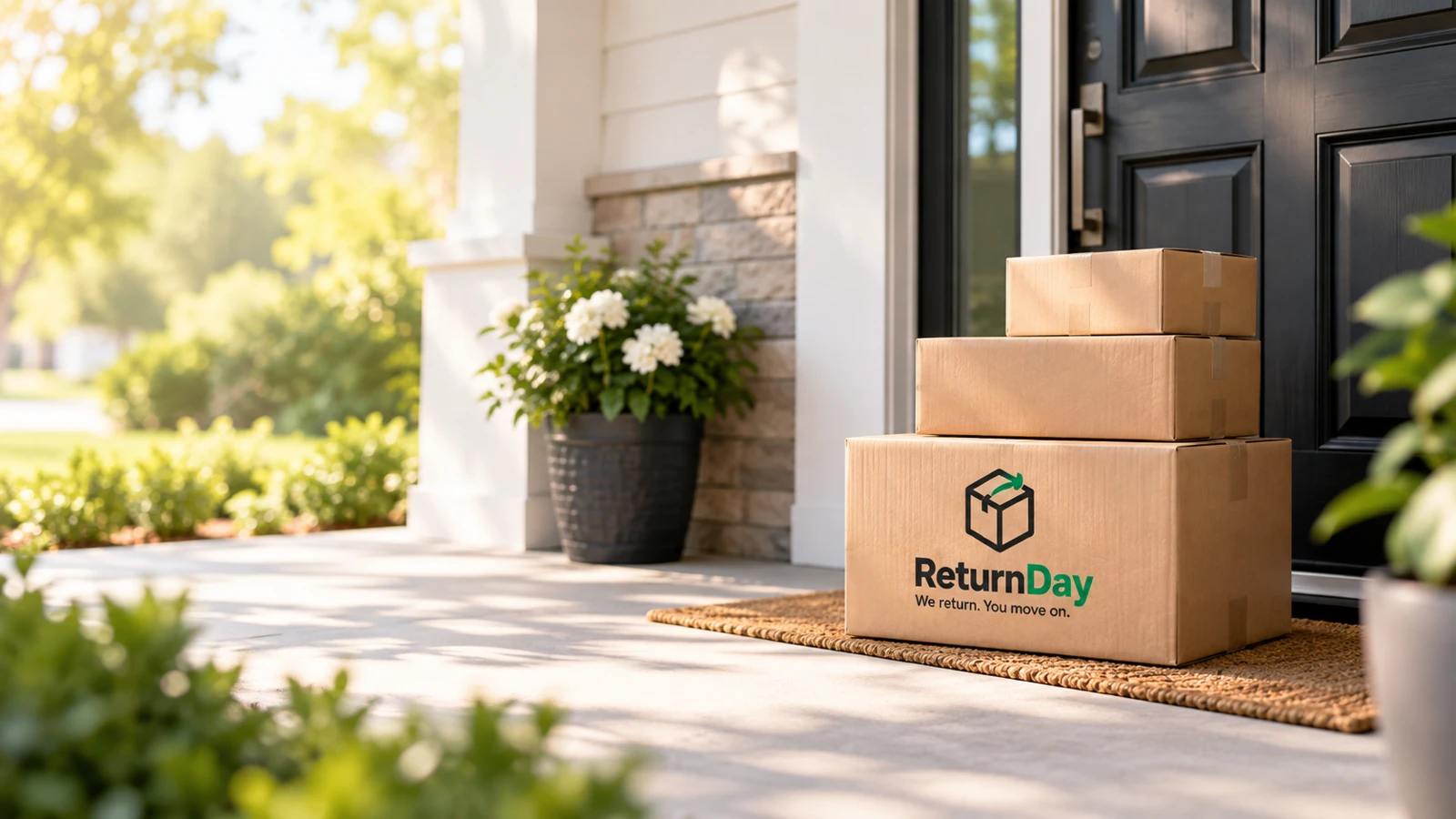 ReturnDay doorstep return and package pickup outside a home